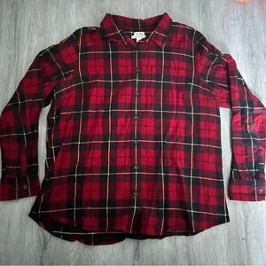 Women’s LL Bean Plaid Slightly Fitted Flannel Top Size XL